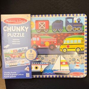 Melissa & Doug Vehicles Chunky Puzzle - Yellow, Red, Blue, White